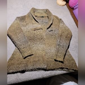 Woolrich Wool Blend Cardigan Womens Medium Green Shale Space Dye Sweater Buckle